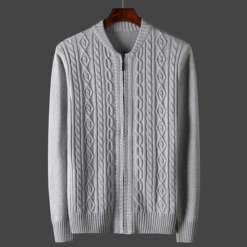 Men Autumn Winter New Sweater Coats Men's Long Sleeve Cardigan Outwear Male Zipper Solid Knitted Jackets W771