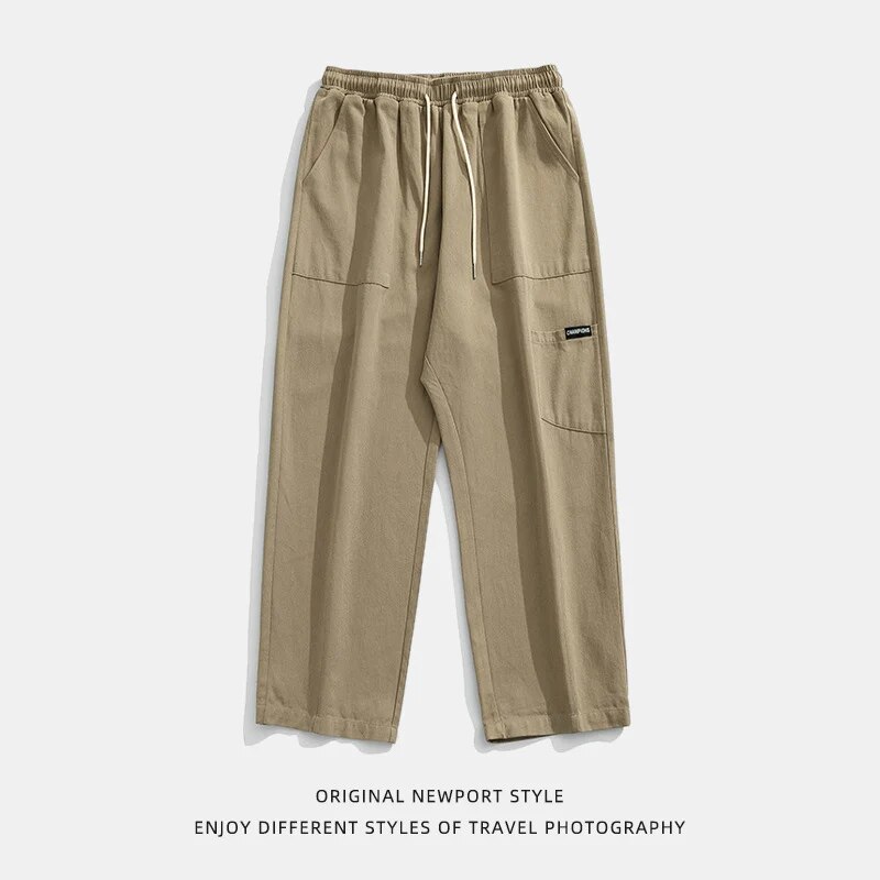 TFETTERS Brand Men Cargo Trousers New Autumn Winter Fleece Piecing Straight Leg Pnats Outdoors Casual Mid Rise Men Trousers