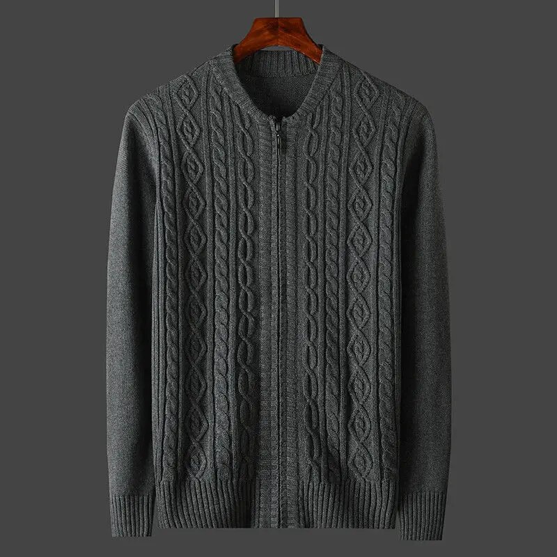 Men Autumn Winter New Sweater Coats Men's Long Sleeve Cardigan Outwear Male Zipper Solid Knitted Jackets W771
