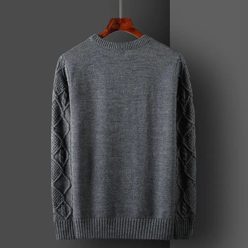 Spring Autumn New Fashion Casual Solid Knitwear O Neck Long Sleeve Men Clothing Thick Warm Causal Knitted Sweaters Pullovers H30