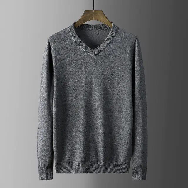Top Quality New Fashion Solid V Neck Long Sleeve Men Cotton Casual Men Clothes Causal Knitted Sweaters Slim Pullovers H28