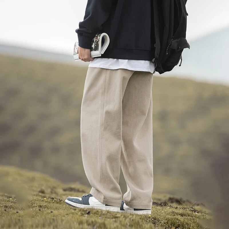 TFETTERS Brand Casual Pants Men Autumn Winter Mid Rise Straight Leg Jeans Baggy Fashion Motion Streetwear Cotton Men Pants