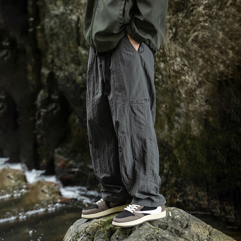 TFETTERS Autumn Cargo Pants Men 100% Nylon Safari Style Solid Double Side Pockets Men Pants Outdoors Tourism Men Clothes