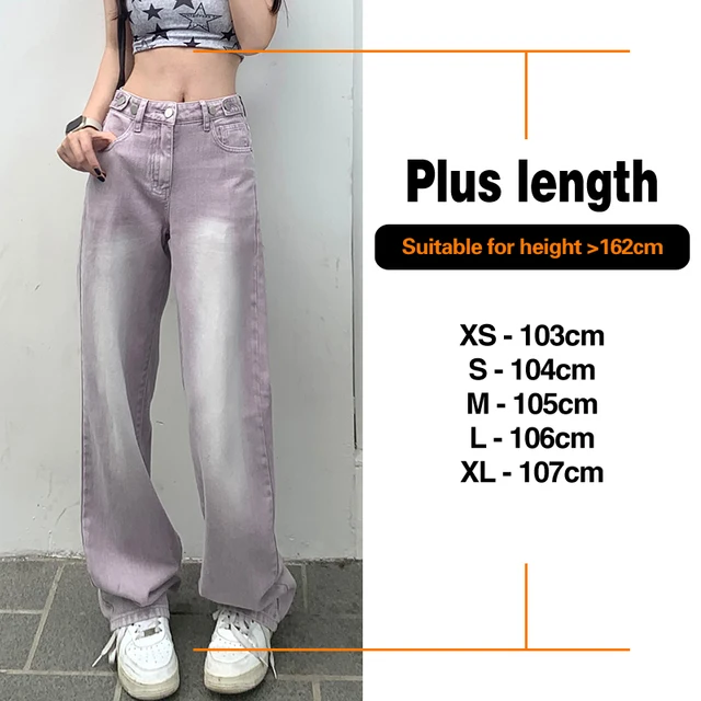 Oversized Woman's Wide Leg Jeans Spring Fashion Baggy Straight High Waist Denim Pants Korean Y2K Streetwear Pink Purple Green