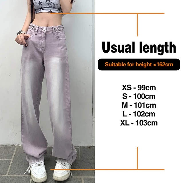 Oversized Woman's Wide Leg Jeans Spring Fashion Baggy Straight High Waist Denim Pants Korean Y2K Streetwear Pink Purple Green
