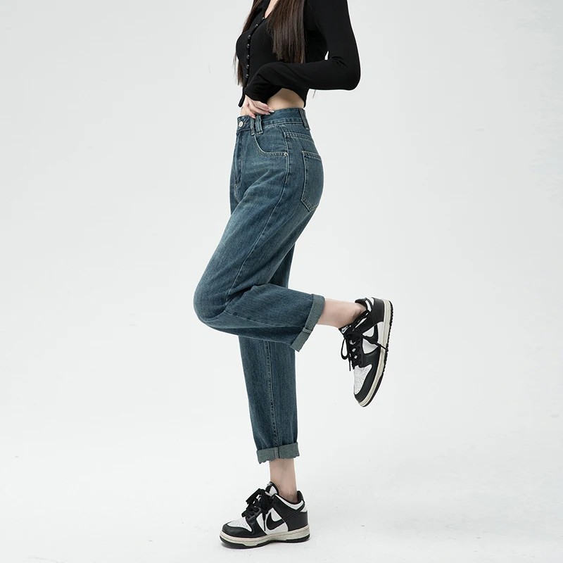 Autumn New Women's Jeans Fashion Loose High Waisted Cotton Denim Harem Pants Female Vintage Casual Streetwear Clothes