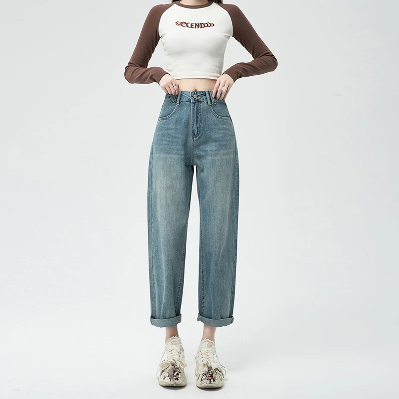 Autumn New Women's Jeans Fashion Loose High Waisted Cotton Denim Harem Pants Female Vintage Casual Streetwear Clothes