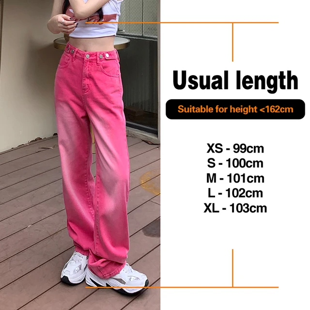 Oversized Woman's Wide Leg Jeans Spring Fashion Baggy Straight High Waist Denim Pants Korean Y2K Streetwear Pink Purple Green