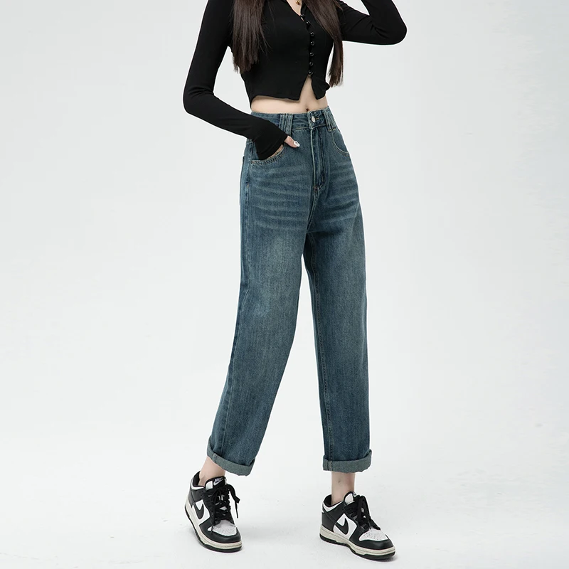 Autumn New Women's Jeans Fashion Loose High Waisted Cotton Denim Harem Pants Female Vintage Casual Streetwear Clothes