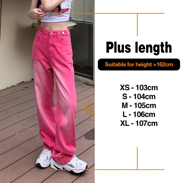 Oversized Woman's Wide Leg Jeans Spring Fashion Baggy Straight High Waist Denim Pants Korean Y2K Streetwear Pink Purple Green