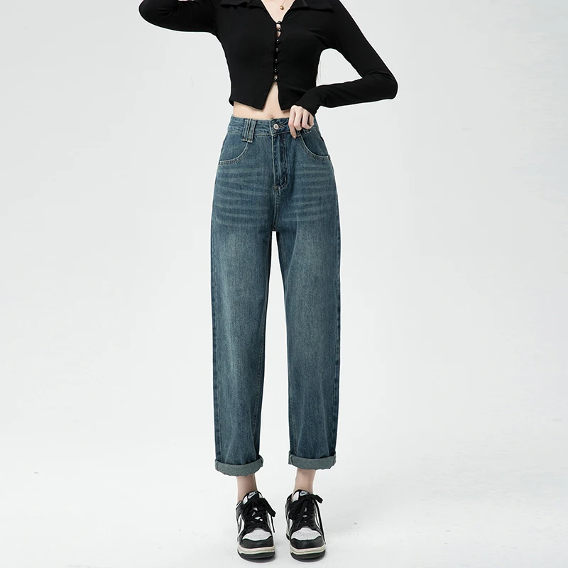 Autumn New Women's Jeans Fashion Loose High Waisted Cotton Denim Harem Pants Female Vintage Casual Streetwear Clothes