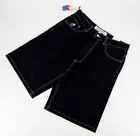 Big Boy Shorts Pants Harajuku Gothic Hip Hop Cartoon Embroidery Baggy Jean Shorts New Men Women Clothing High Waist Shorts