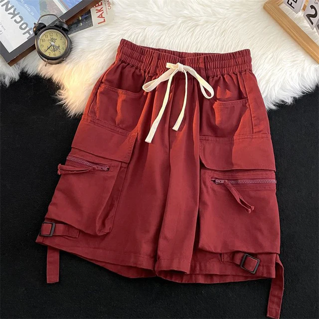 Streetwear Women Cargo Shorts American Casual Large Pockets Wide Leg Pants Harajuku All Match Female Sweatpants New