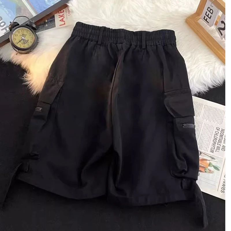Streetwear Women Cargo Shorts American Casual Large Pockets Wide Leg Pants Harajuku All Match Female Sweatpants New