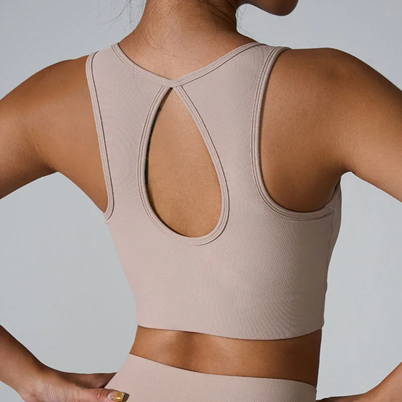 Sexy Hollow out back Push Up Sports Bra Gym Top Women Running Workout Crop Top Women Beautiful Back Yoga Clothing