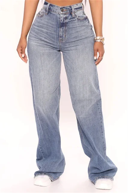 High Waist Baggy Jeans For Women Fashion Loose Denim Wide Leg Pants Casual Female Clothing