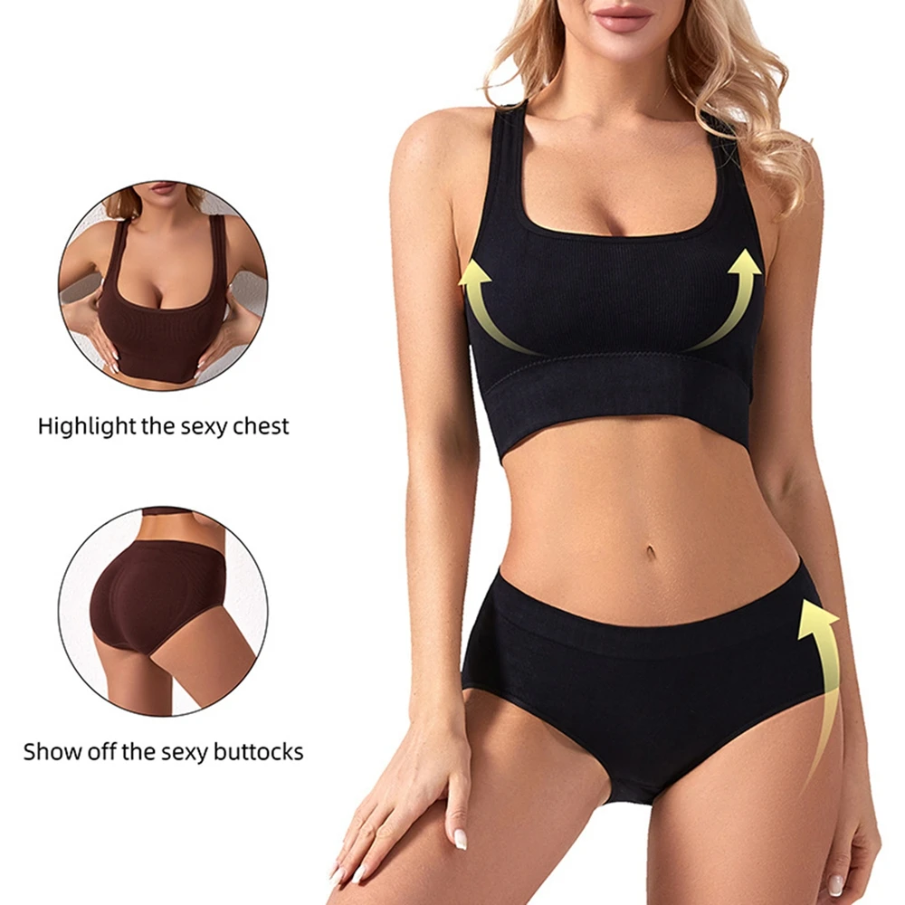 European And American Anti-walking Gathering Bra Sports Underwear Running Stereotype Fitness Bra Yoga Underwear Two-piece Set