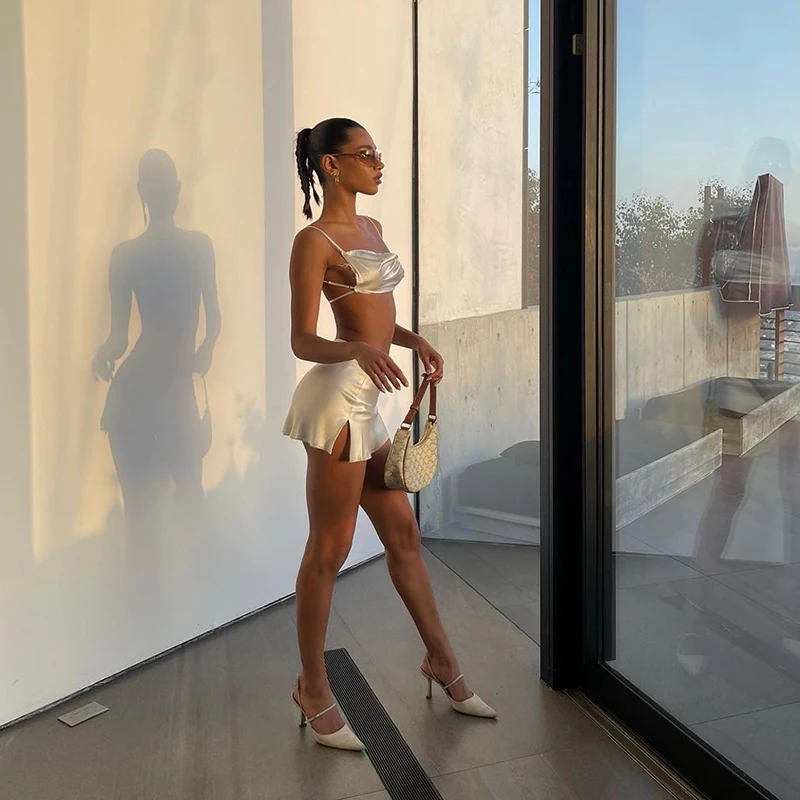 Summer Cute Clothes Suits Matching Sers For Women Sleeveless Tanks Tops And Mini Sexy Skirts Dress Sets