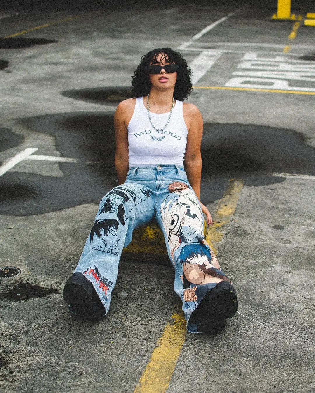 New Harajuku Anime Graphic wide leg jeans Streetwear Jeans for Men Women Japanese Style High Waist Jeans Wide Trouser Pants