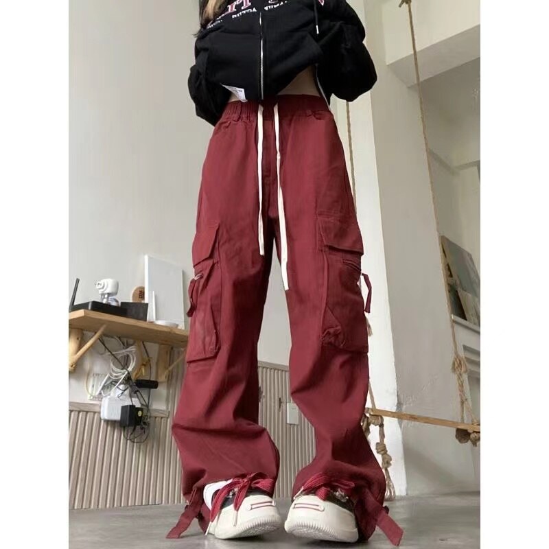 Retro wide-legged jeans in the United States women's freight-free new fashion hip hop relaxed work pants for women