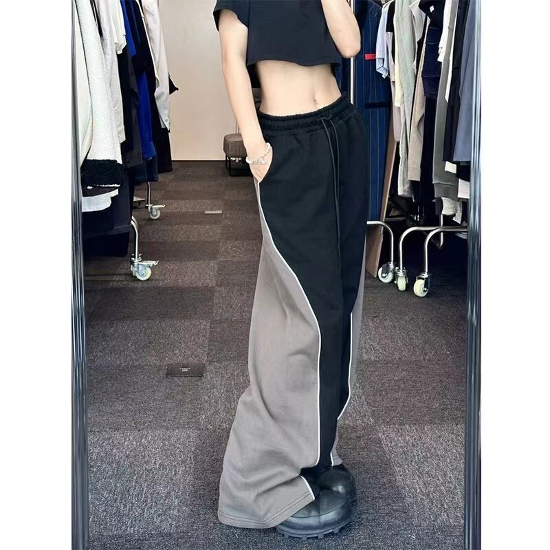 Autumn and winter shock color retro patch sports pants for women relaxed sports pants, wide legs and jogging pants for women dressed in the street