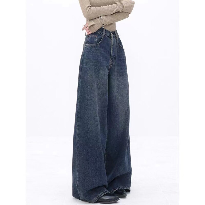 Fashion Y2k High Waist Wide Leg Jeans Women Vintage Streetwear Oversized Jeans Female Chic Mom Baggy Jeans Woman