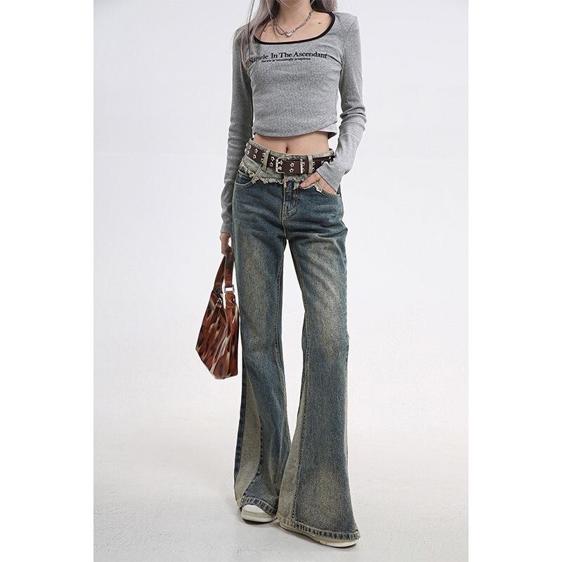 Retro Street Style High Waist Speakers Loose Jeans for Women Y2K New Fashion Wide Legs Jeans for Women