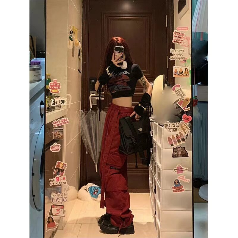 Vintage Casual Loose Y2K Sweatpants Cargo Pants Women Baggy Pants Autumn Streetwear Fairycore Oversized Trousers