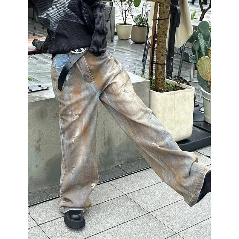 Long pants female loose wide legs original accommodation is retro high waist loose jeans spring street style casual female jeans pants