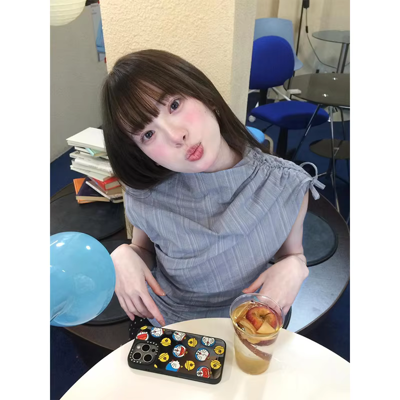 Y2K Striped Shirts 2000s Female Retro Shirts Sleeveless Shirts Irregular Street Blouses Exposed Navel Blouses Summer Clothes Original Korean Clothes