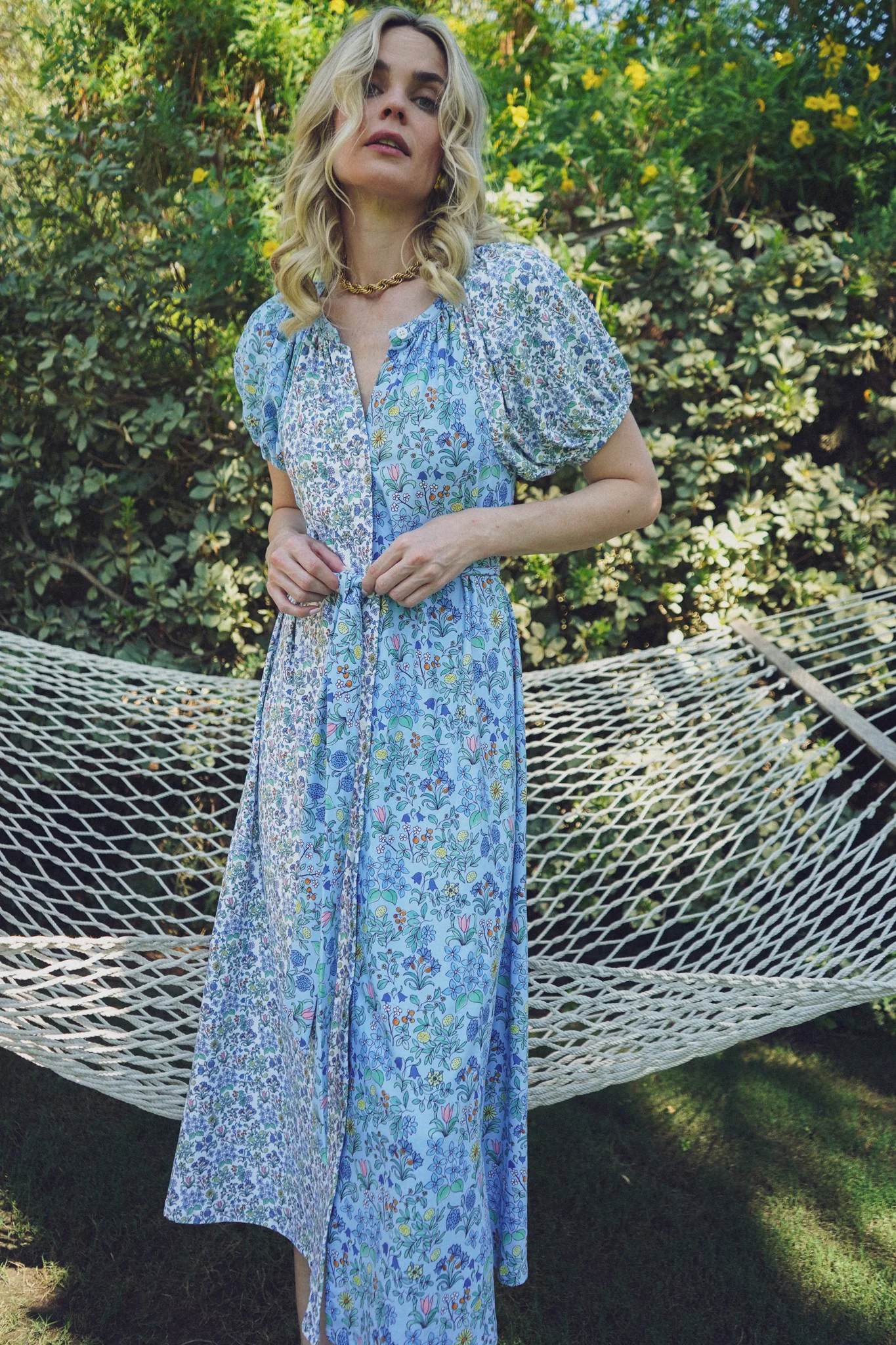 Vestido de grenadine - primavera sprig multicolor