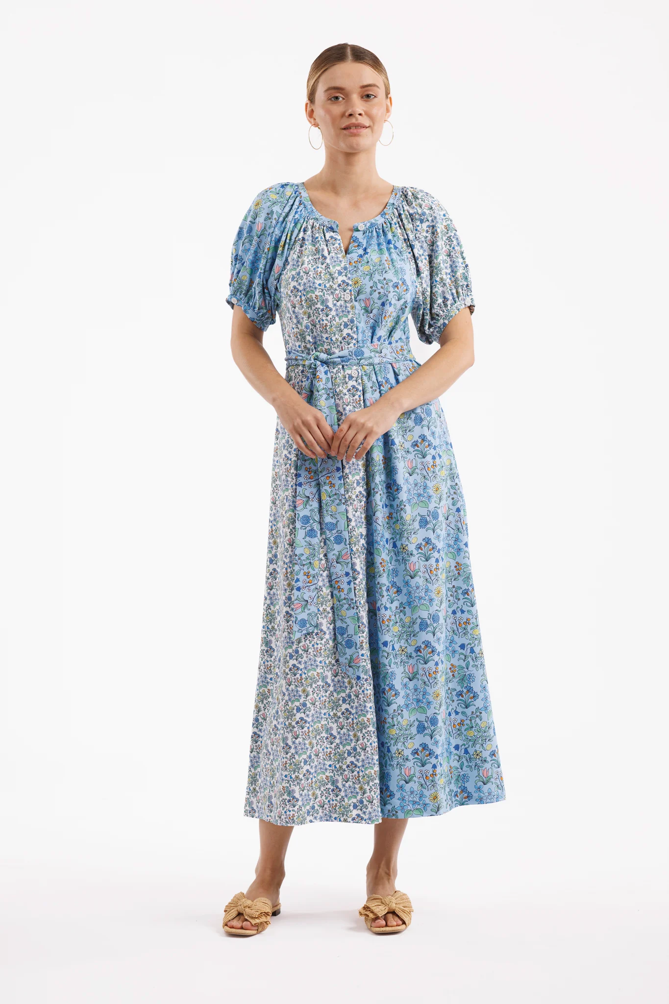 Vestido de grenadine - primavera sprig multicolor