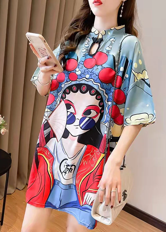 Summer Peking Opera Face Design And Slim Slim Dress