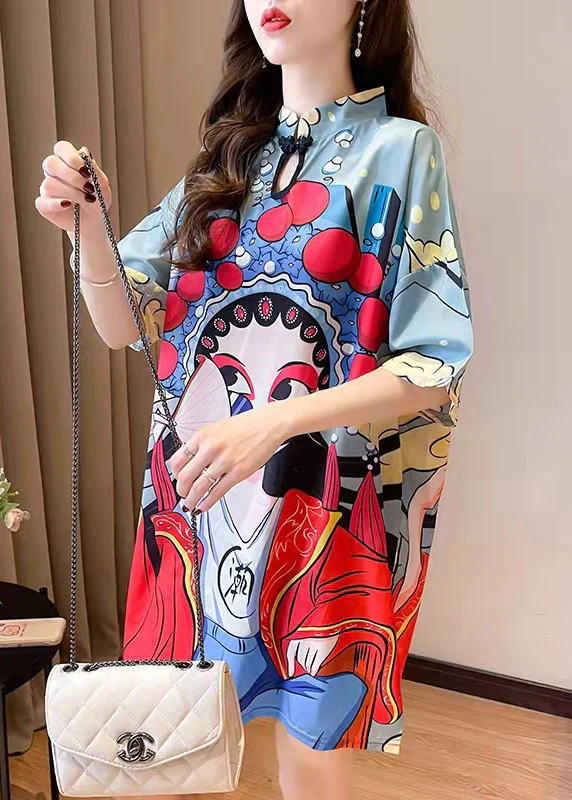 Summer Peking Opera Face Design And Slim Slim Dress