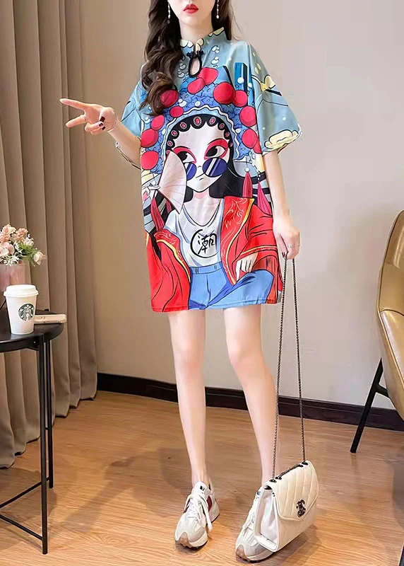 Summer Peking Opera Face Design And Slim Slim Dress